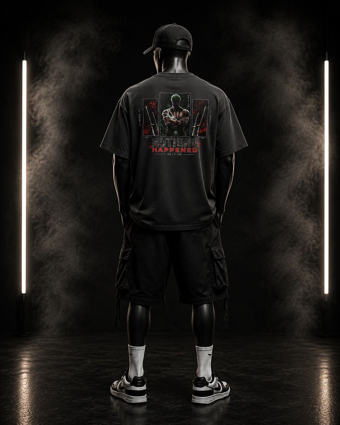 Zoro Inspired Oversized Faded T-Shirt – Nothing Happened Edition