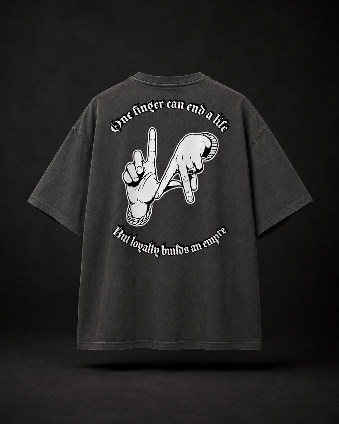 One Finger Oversized Faded T-Shirt