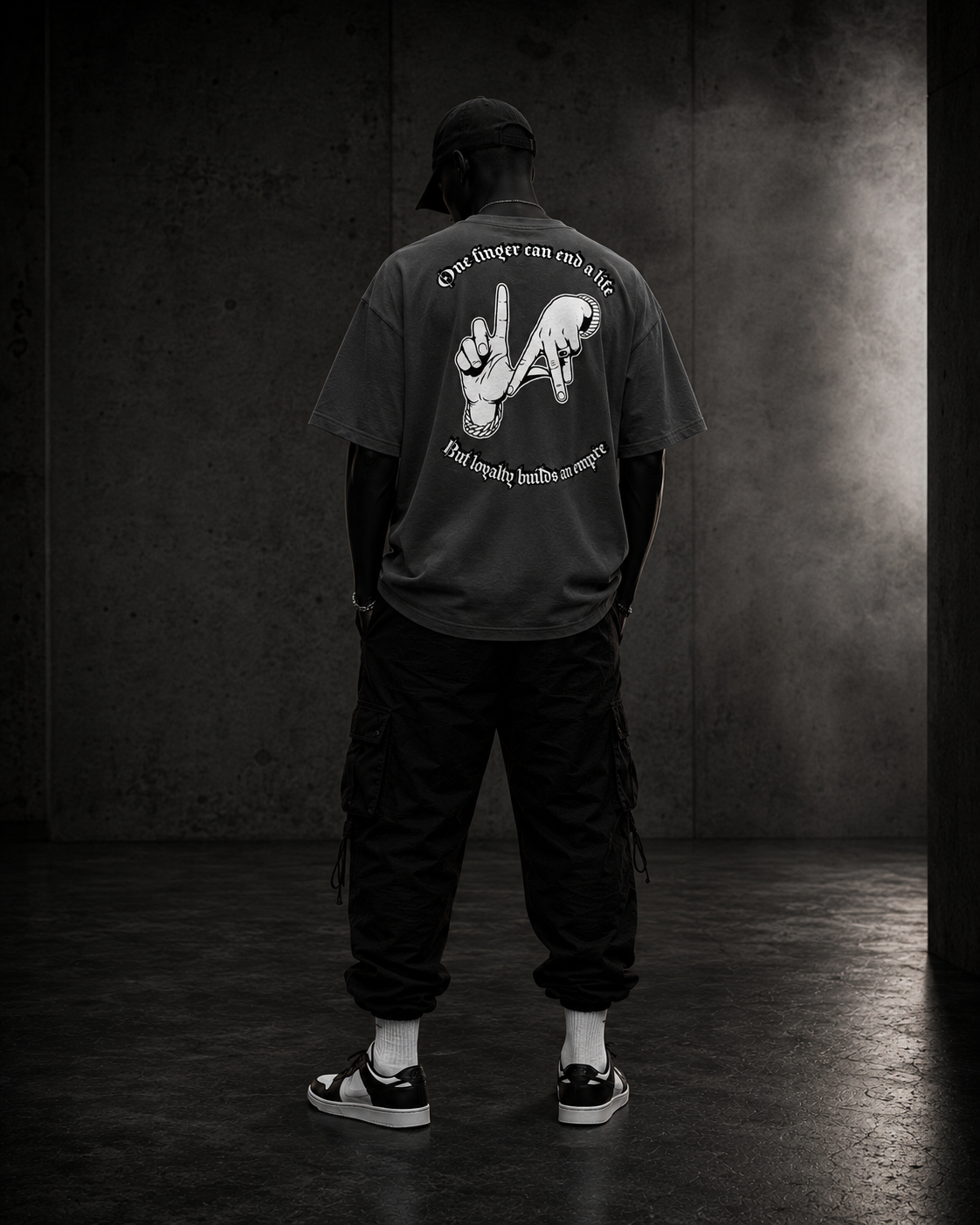 One Finger Oversized Faded T-Shirt