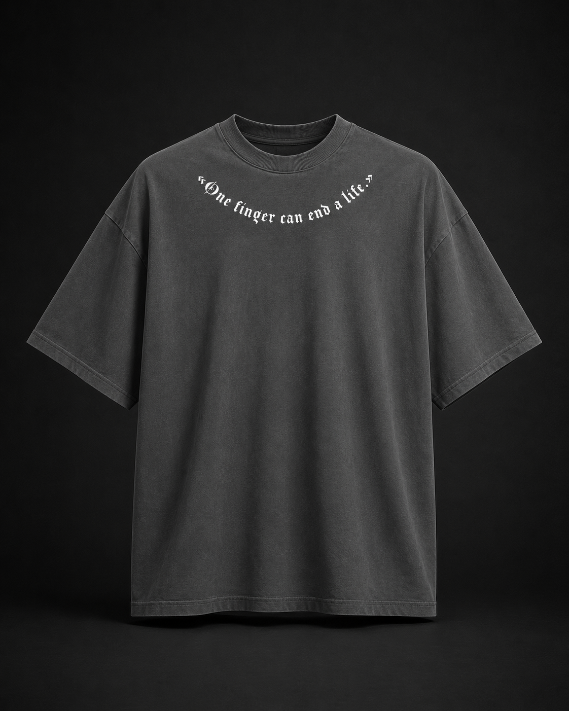 One Finger Oversized Faded T-Shirt