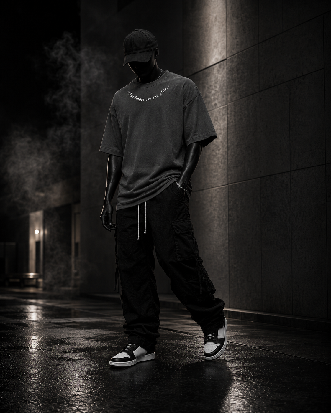 One Finger Oversized Faded T-Shirt